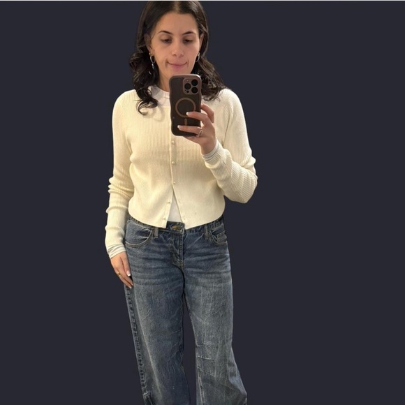 Wild Fable Cream Ribbed Cardigan - Picture 4 of 4